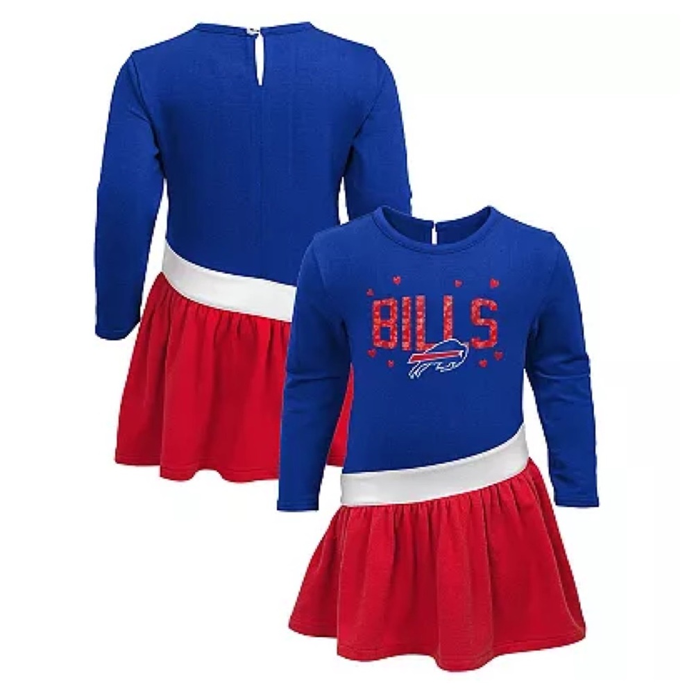 NFL Girl’s Royal Red Buffalo Bills Heart to Heart Tri-Blend Dress 18 Months